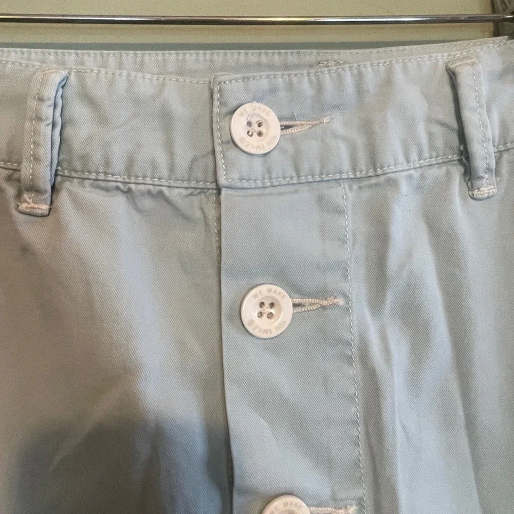 Womens Preppy Soft Girl Travel Trendy A-Line Button Front Mini Skirt Blue Size 0